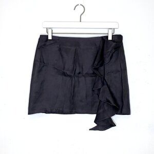 Monrow Gray Silk Wool Ruffle Mini Skirt size Medium NWT